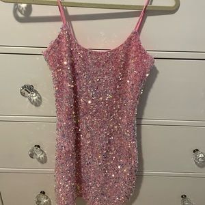 Lucy in the Sky iridescent sequin bodycon dress in pink
